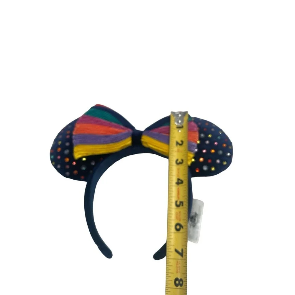 Disney Parks Minnie Mouse Rainbow Pride Jeweled Navy Ears Headband
